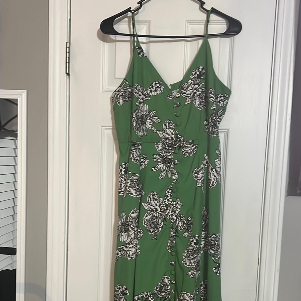 eShakti Green Maxi Sundress with Spaghetti Straps